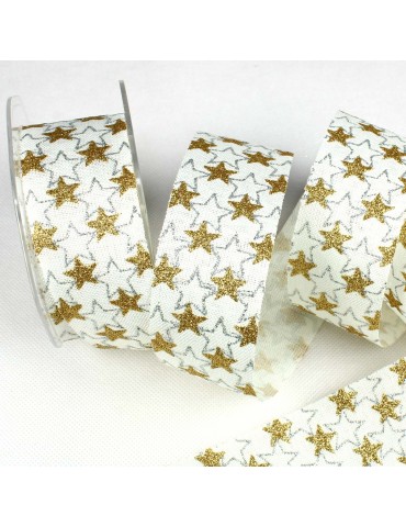Ruban étoiles de noël doré