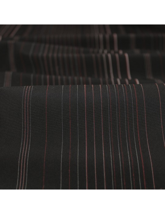 Coupon d'habillement polyester/élasthanne rayures colorées noir