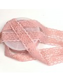 Dentelle florale élastique 25 mm rose