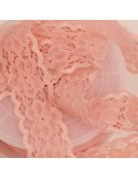 Dentelle florale élastique 25 mm rose
