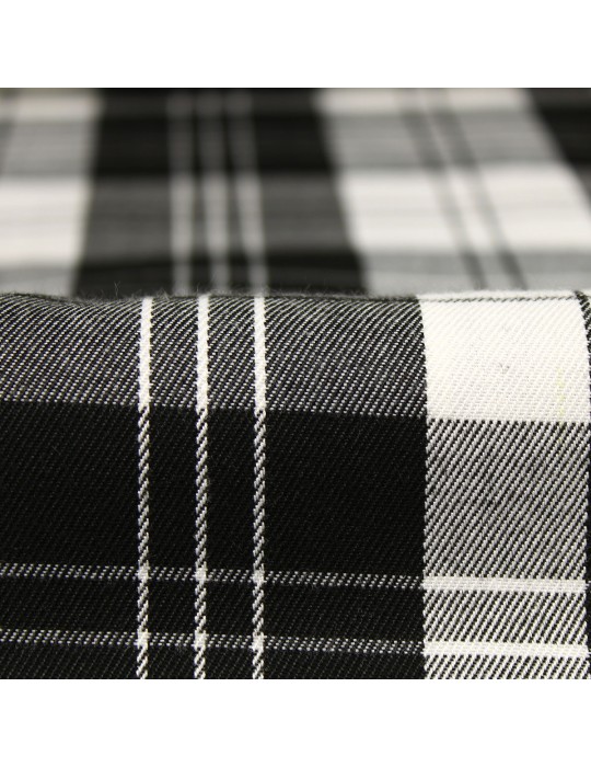 Tissu lainage polyester / viscose quadrillage noir