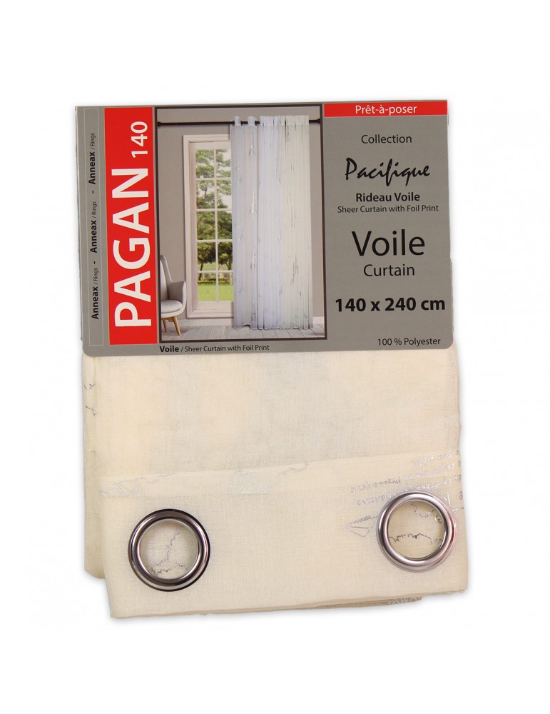 Rideau voilage imprimé prêt à poser blanc Rideau voilage imprimé prêt à poser blanc
