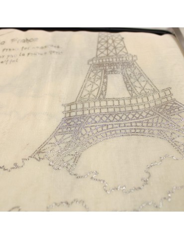 Rideau voilage imprimé prêt à poser blanc