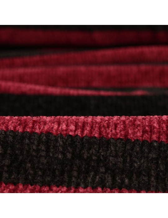 Tissu jersey chenille à rayures  rouge