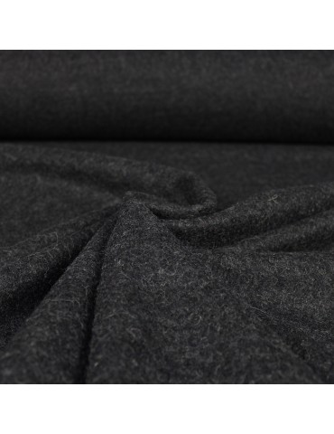 Tissu laine bouillie uni gris