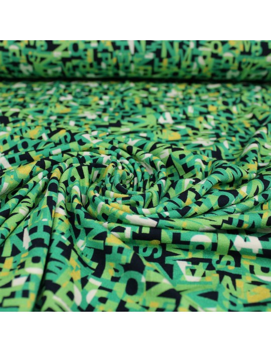 Tissu jersey imprimé lettres vert