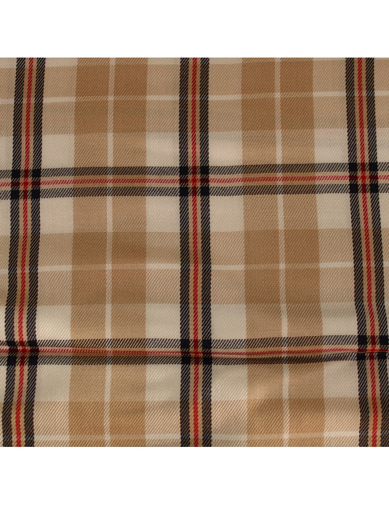 Coupon habillement viscose 3 mètres carreaux écossais beige Coupon habillement viscose 3 mètres carreaux écossais beige