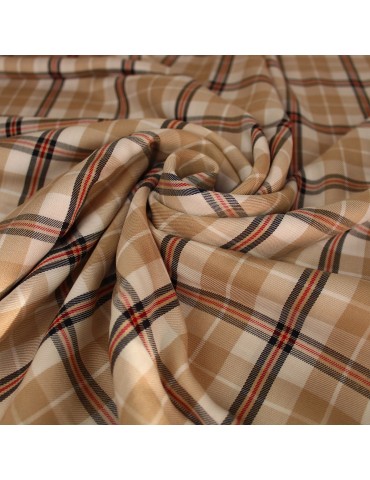 Coupon habillement viscose 3 mètres carreaux écossais beige