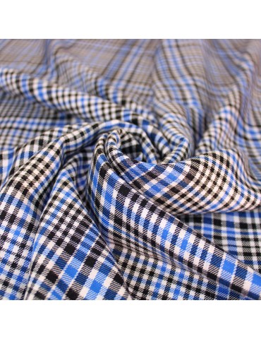 Coupon habillement viscose 3 mètres carreaux bleus
