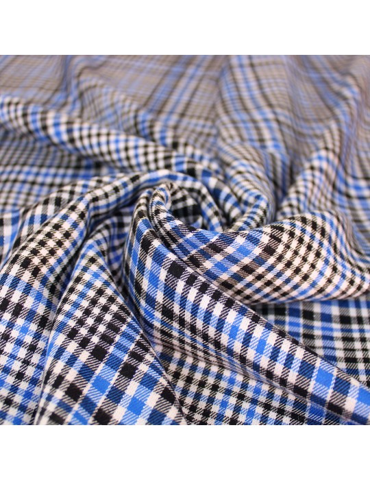 Coupon habillement viscose 3 mètres carreaux bleus