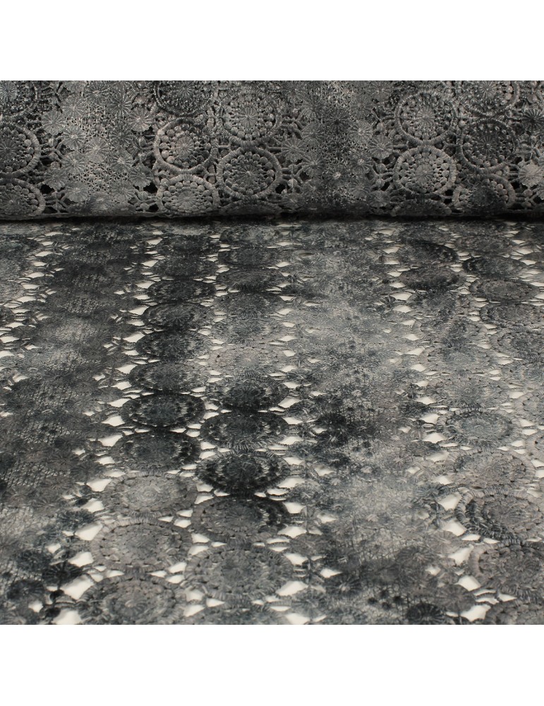 Tissu dentelle tie dye gris Tissu dentelle tie dye gris