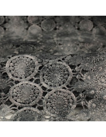 Tissu dentelle tie dye gris