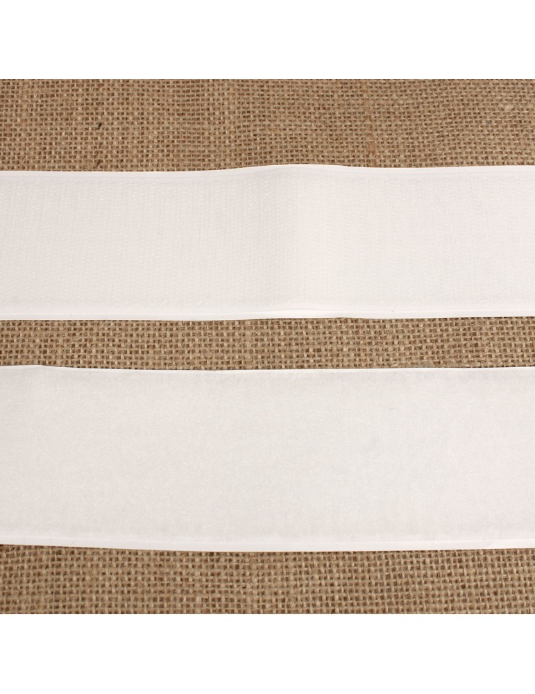 Ruban auto-agrippant adhésif blanc mâle/femelle 50 mm Ruban auto-agrippant adhésif blanc mâle/femelle 50 mm