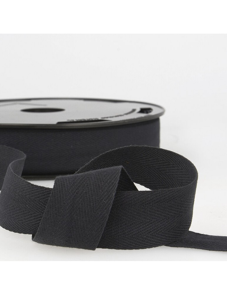 Serge coton 14 mm noir Serge coton 14 mm noir