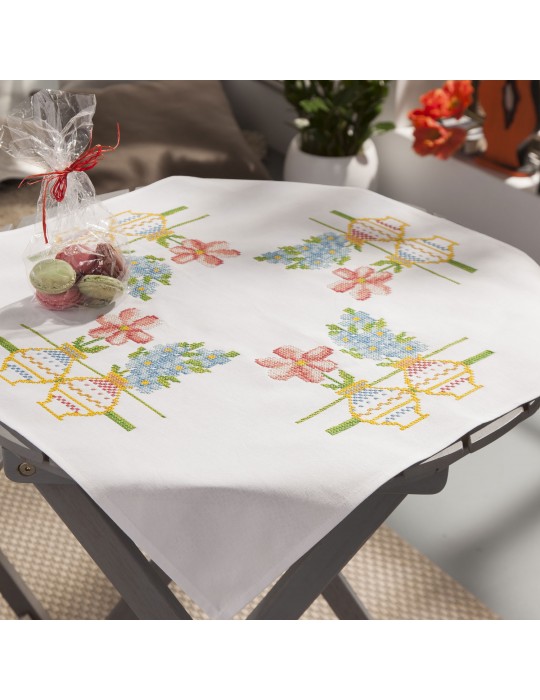 Nappe à broder 80x80cm multicolore
