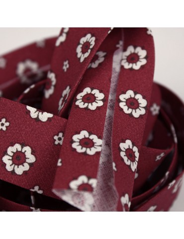 Biais fleurs 25 mm  rouge