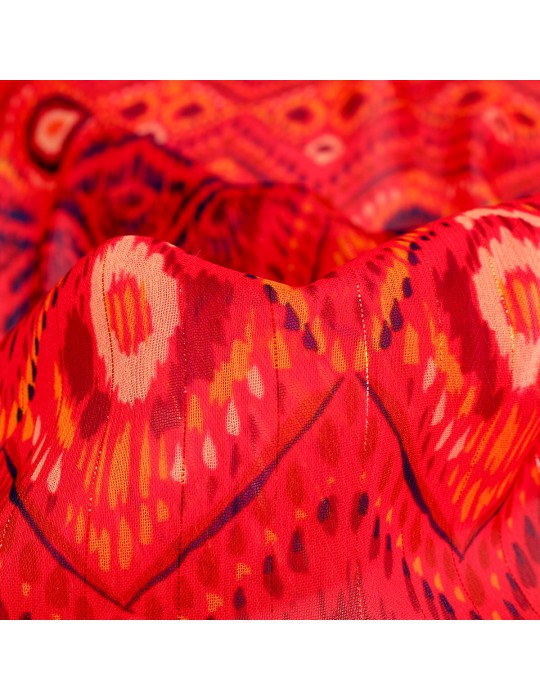 Tissu voile polyester imprimé orange