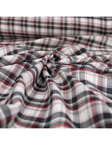 Tissu teint coton à carreaux rouge