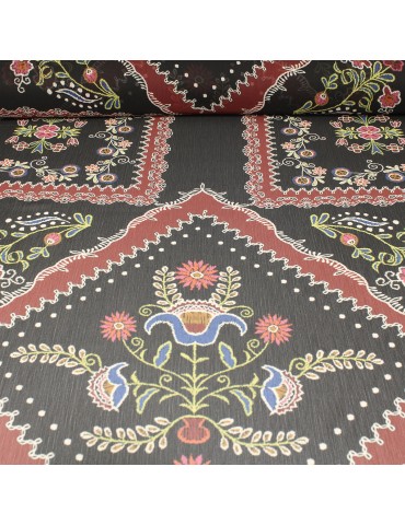 Tissu voile polyester imprimé multicolore