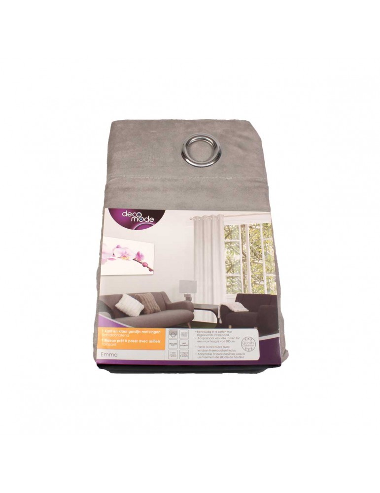 Rideau pap 8 œillets emma 140 x 280 cm ciment gris