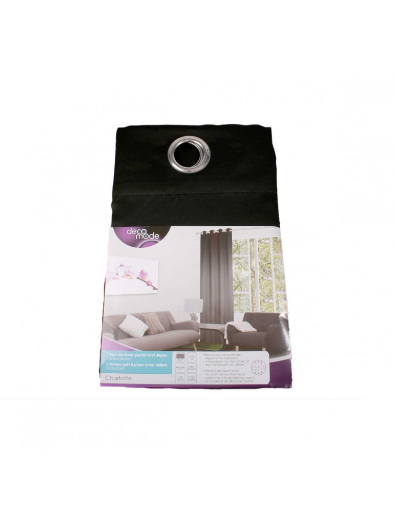 Rideau pap 8 œillets charlotte 140 x 280 cm noir Rideau pap 8 œillets charlotte 140 x 280 cm noir