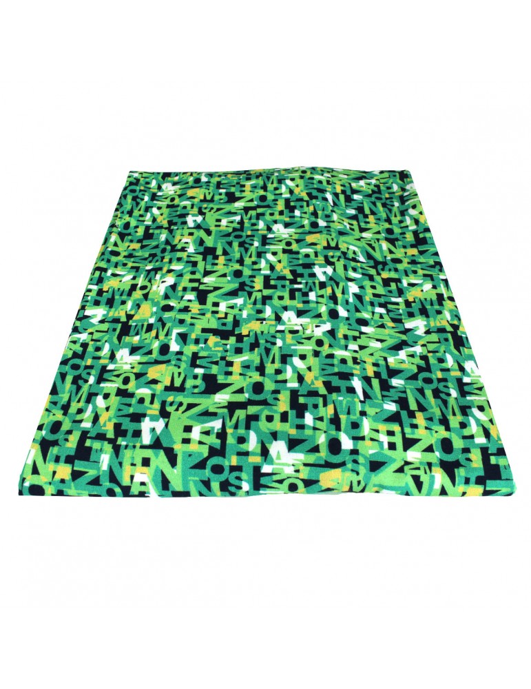 Coupon viscose/élasthanne imprimé lettres 290 CM vert