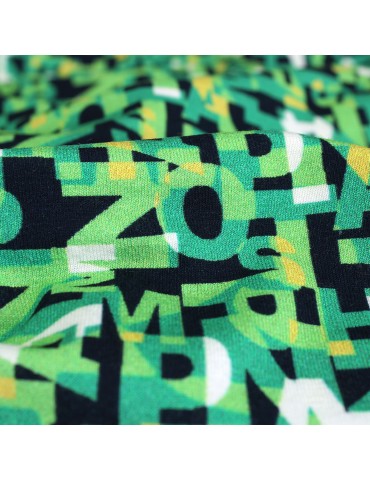Coupon viscose/élasthanne imprimé lettres 290 CM vert