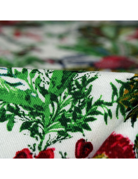 Tissu habillement viscose/élasthanne végétal multicolore
