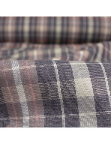 Tissu d'habillement 100 % coton à carreaux violet