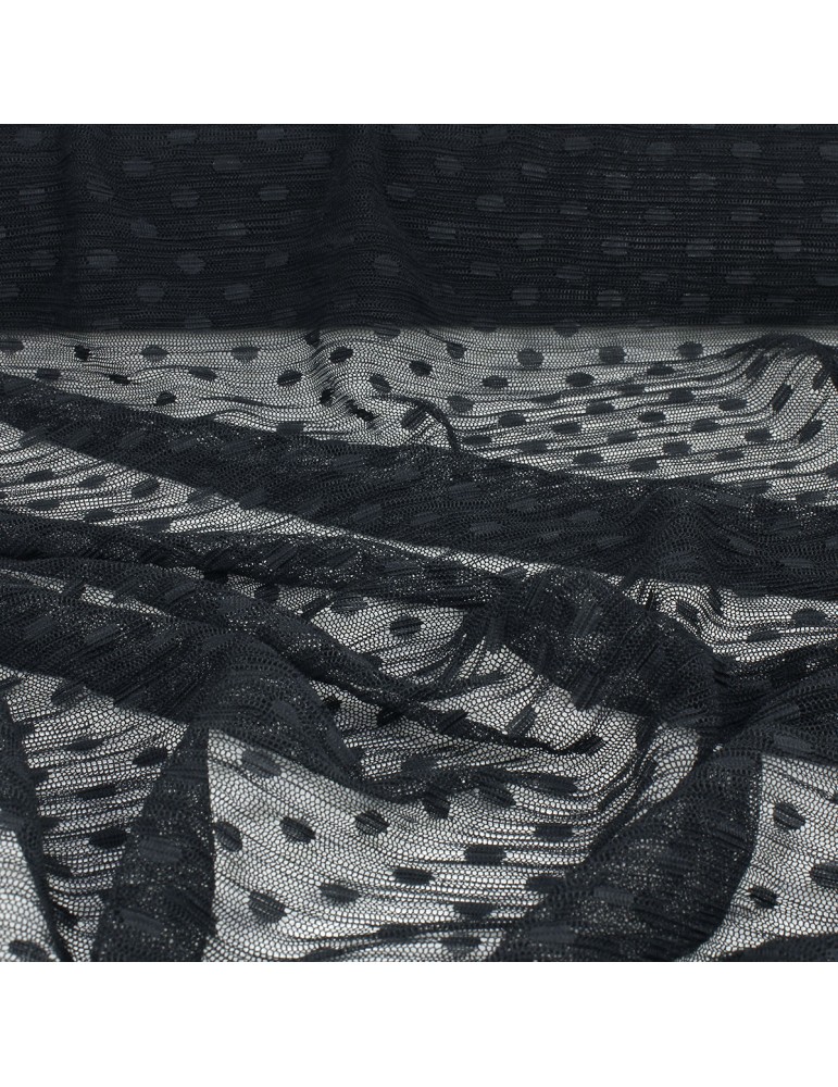 Tissu résille polyester/polyamide à pois noir Tissu résille polyester/polyamide à pois noir