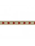 Galon lin coeurs 11 mm rouge