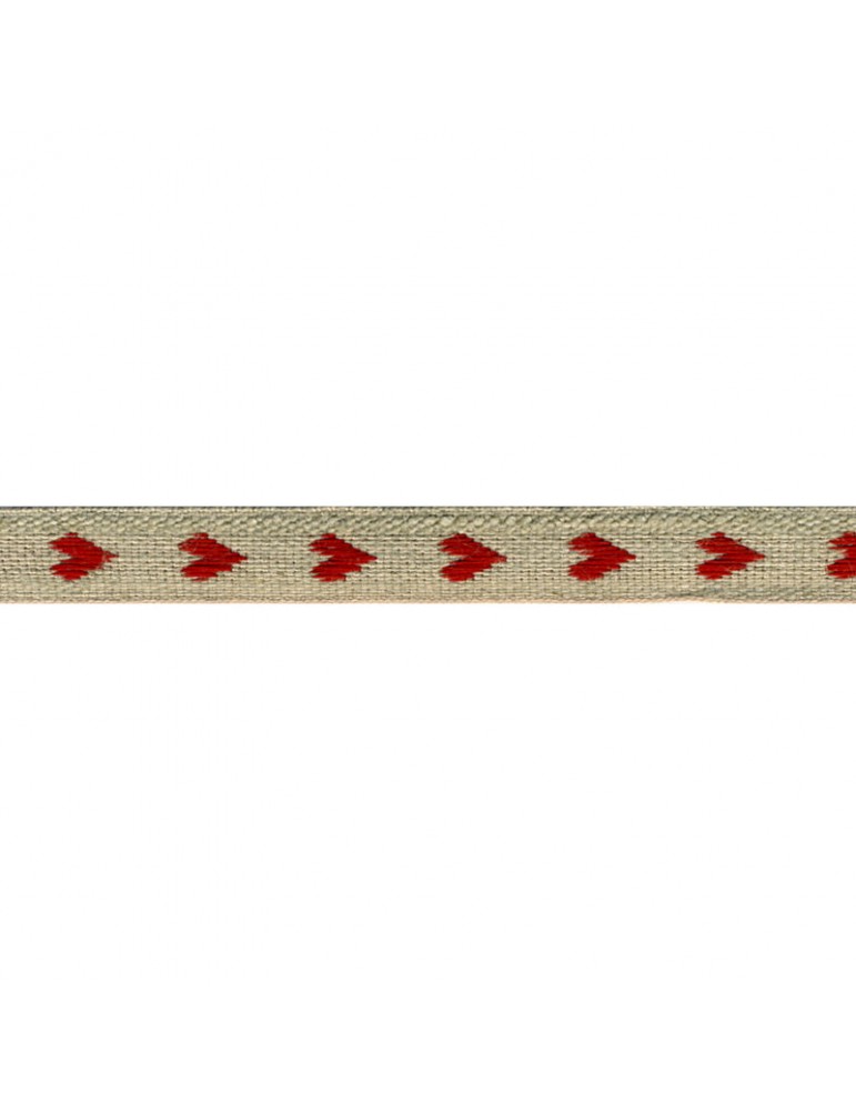 Galon lin coeurs 11 mm rouge