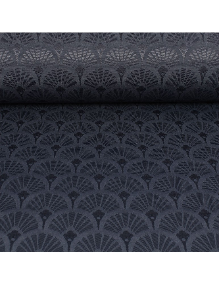 Tissu d'ameublement Jacquard éventails bleu