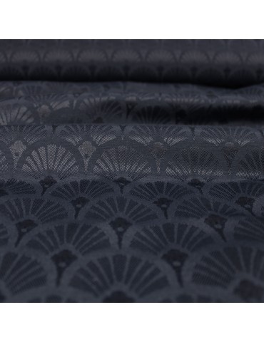 Tissu d'ameublement Jacquard éventails bleu