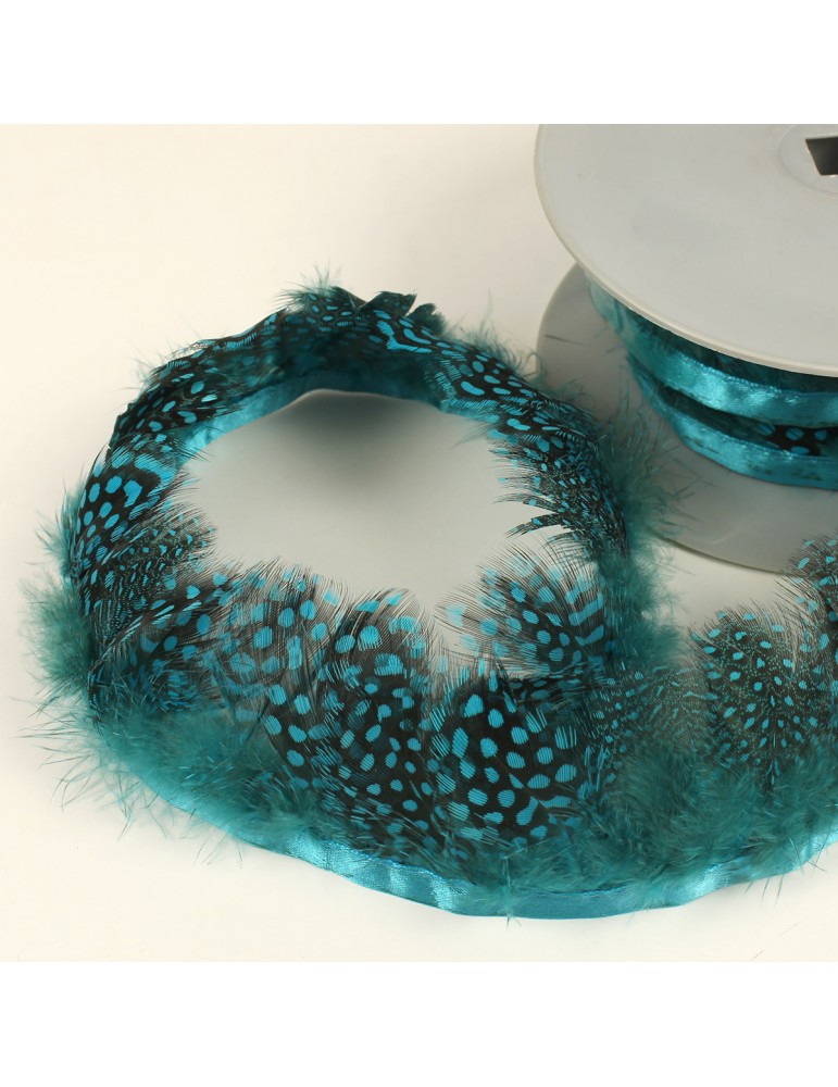 Franges plumes perdrix 55 mm bleu Franges plumes perdrix 55 mm bleu