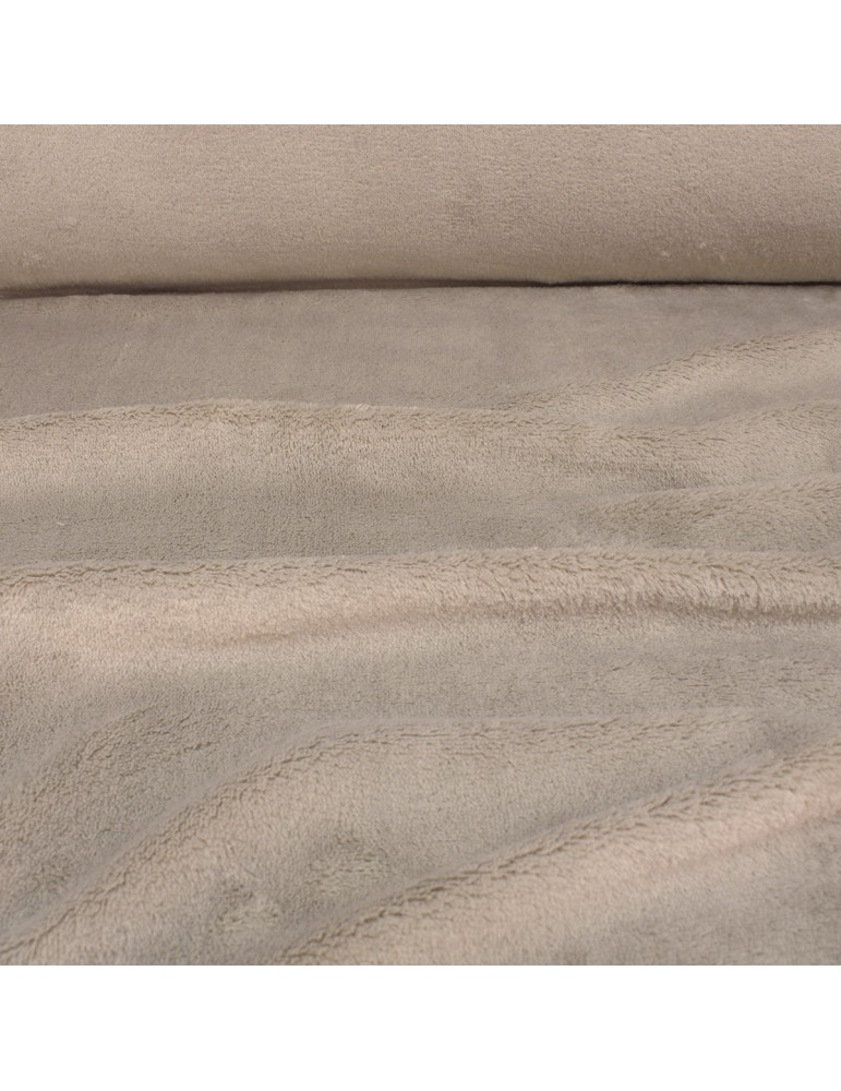 Tissu micro polaire uni 100% polyester taupe