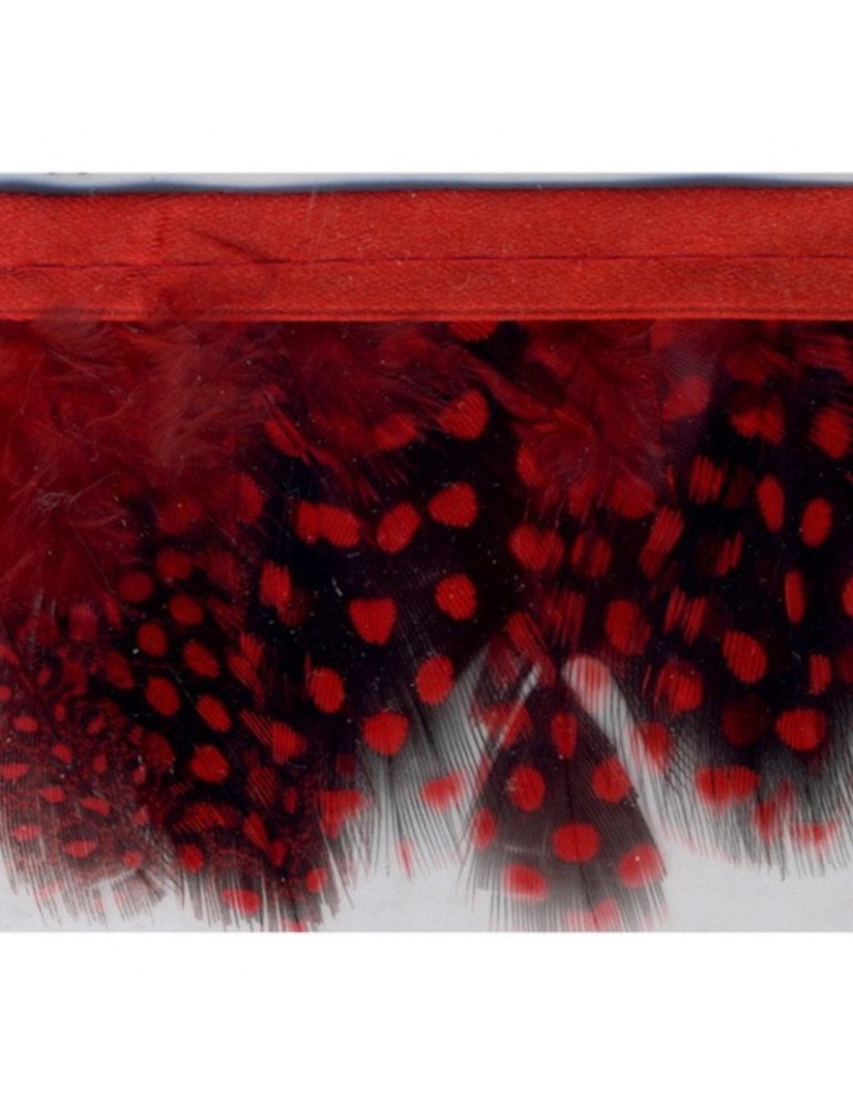 Franges plumes perdrix 55 mm rouge Franges plumes perdrix 55 mm rouge