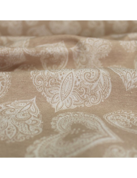 Tissu coton/polyester grande largeur beige