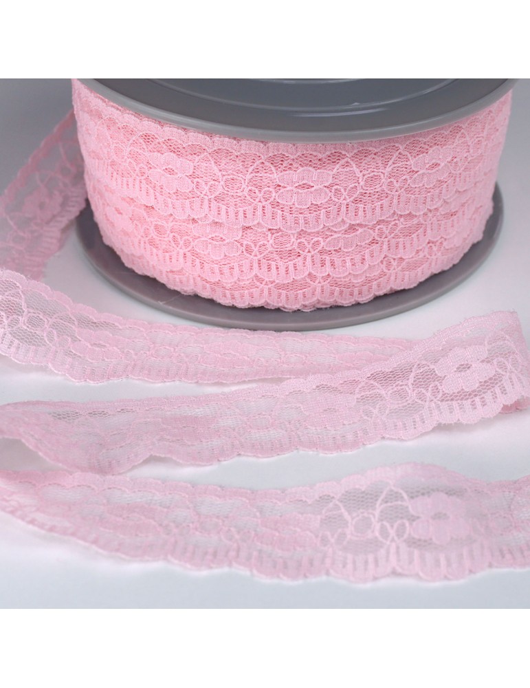 Dentelle rachel 25 mm rose
