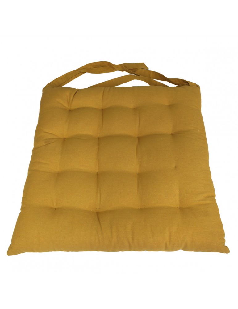 Galette de chaise matelassée 40x40cm jaune Galette de chaise matelassée 40x40cm jaune